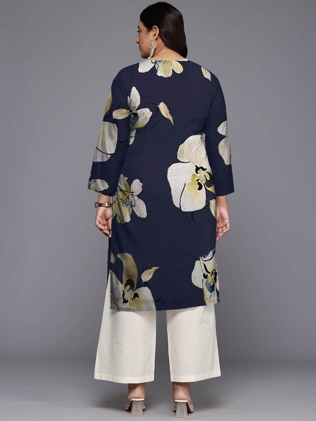 Women Floral Printed Sequinned Floral Georgette Kurta-AH