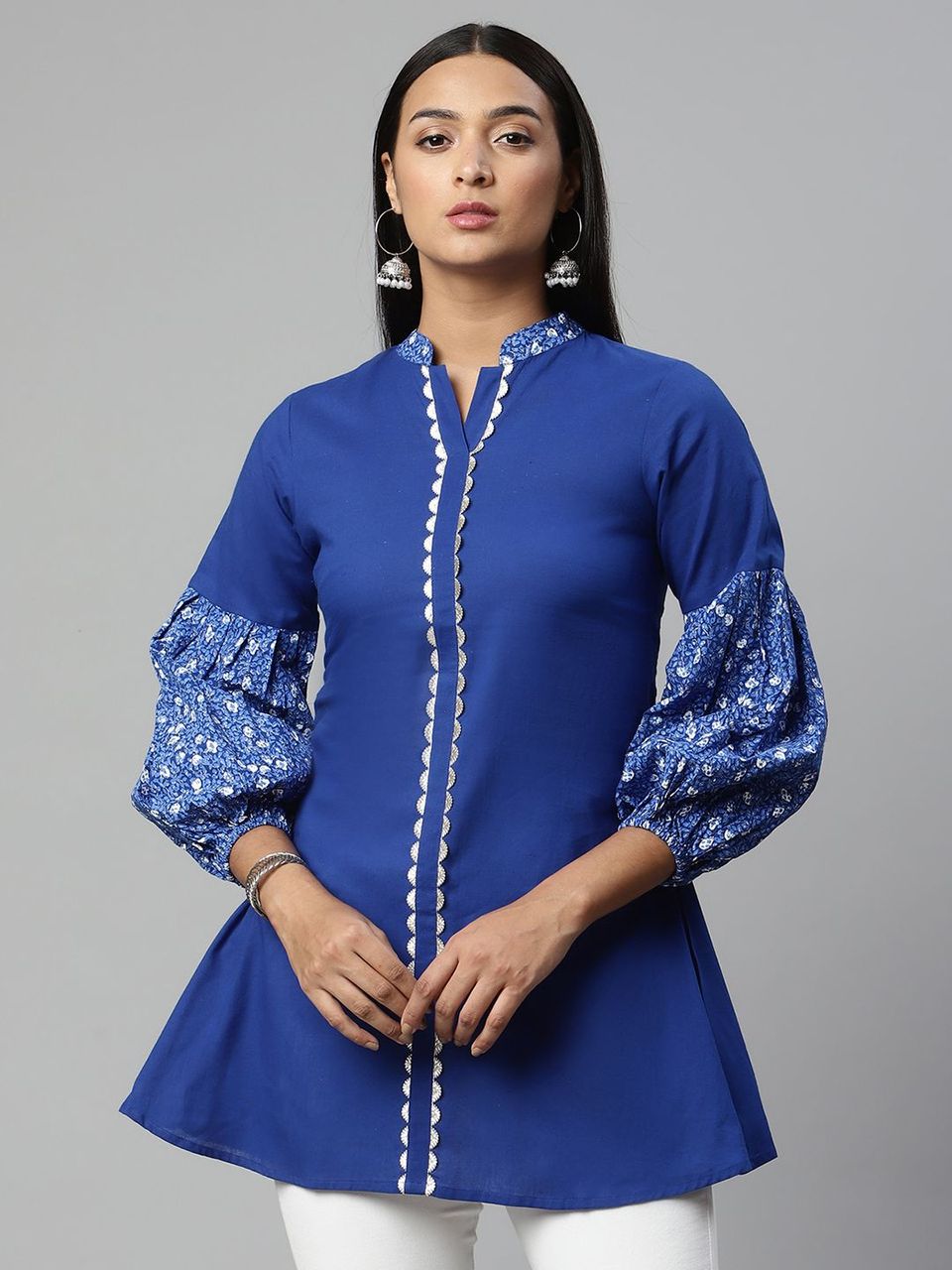 Blue Pure Cotton Printed Tunic