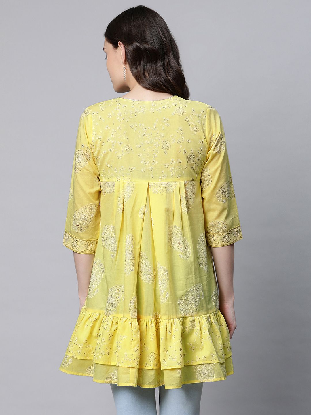 Yellow Cotton Printed Tunic