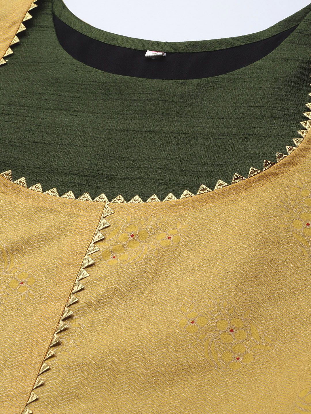 Olive Green Art Silk Solid Dress with Jacket