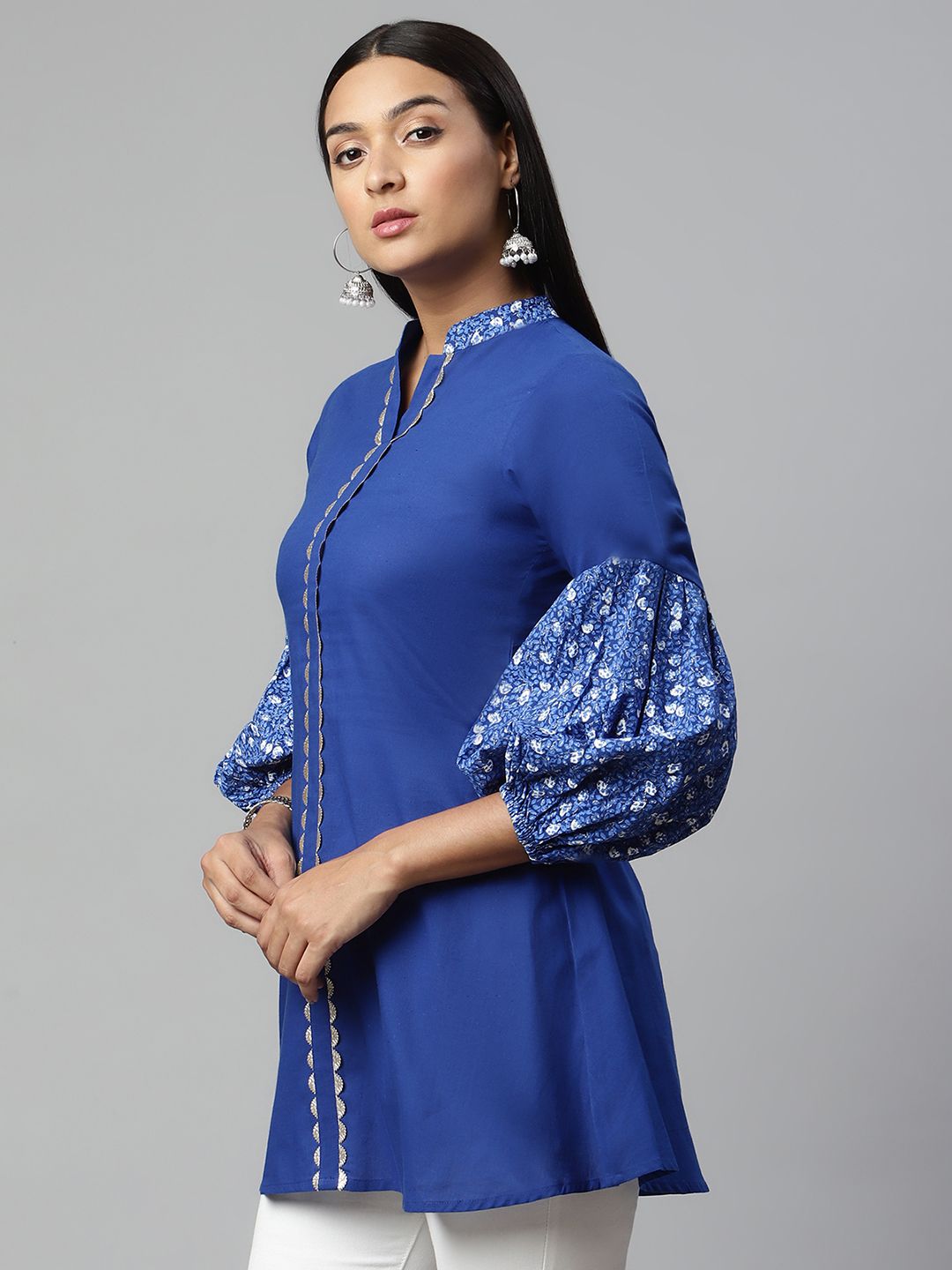 Blue Pure Cotton Printed Tunic