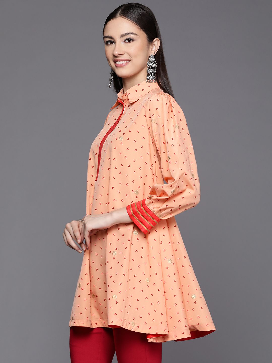 Peach Crepe Printed Tunic