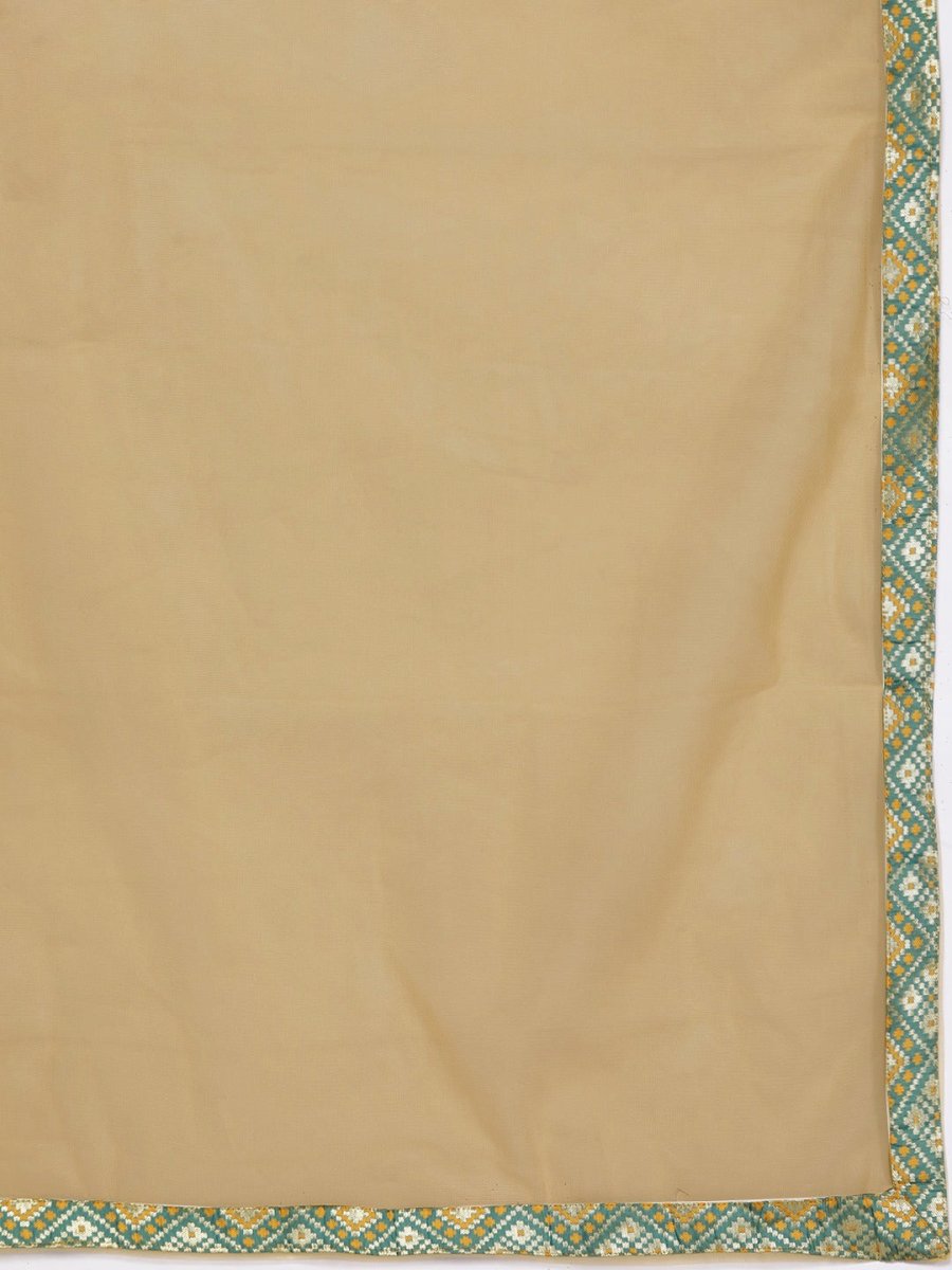 Women Green Woven Design Kurta with Trousers & With Dupatta - Inddus.com