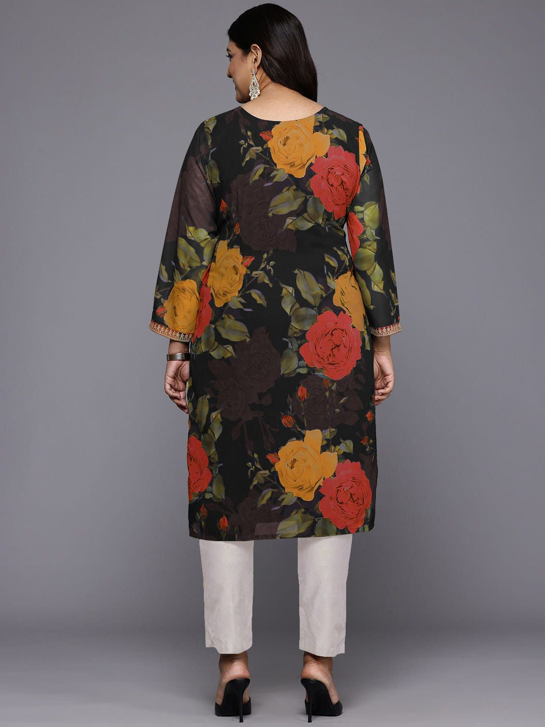 Women Floral Printed Floral Georgette Kurta-AH
