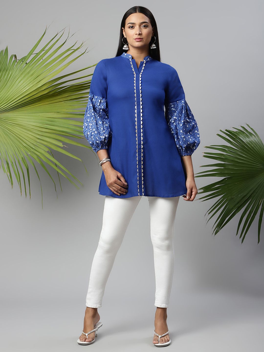 Blue Pure Cotton Printed Tunic