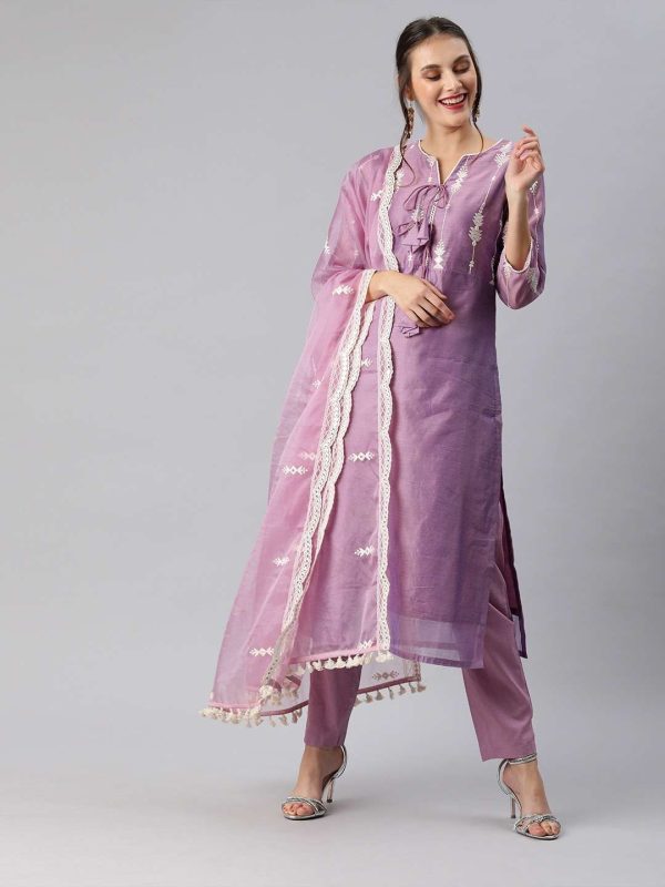 Women Kurta With Trousers & Dupatta