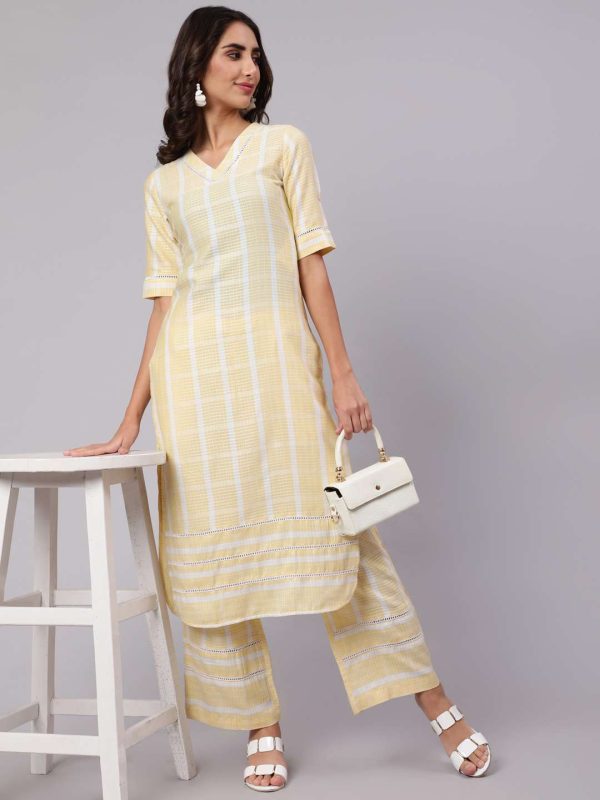 Women Yellow Kurta With Palazzos